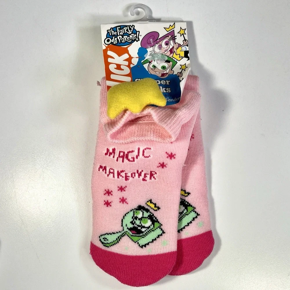 Nickelodeon‎ The Fairly OddParents Slipper Socks Girls 9-11 Pink Wanda Stars NWT